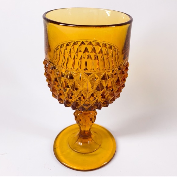 Vintage Indian Glass Diamond Point Goblet